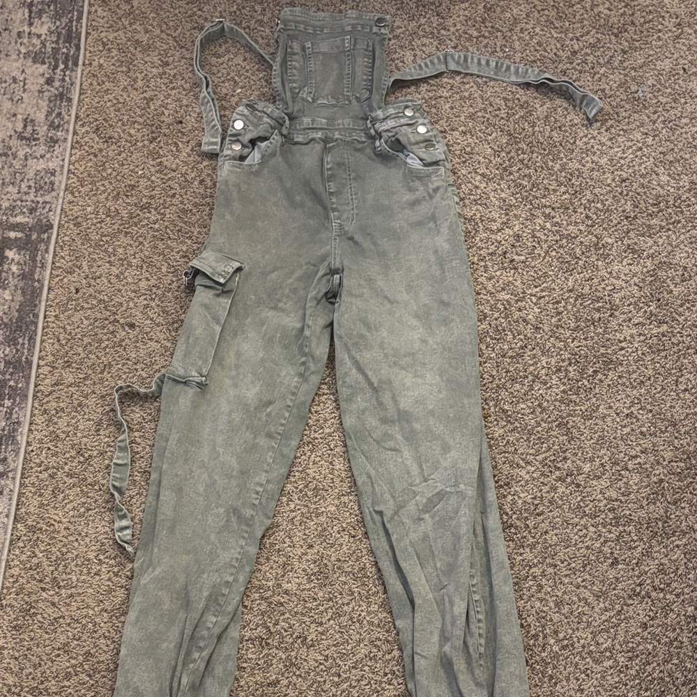 Fashion Nova Olive Utility Jumpsuit